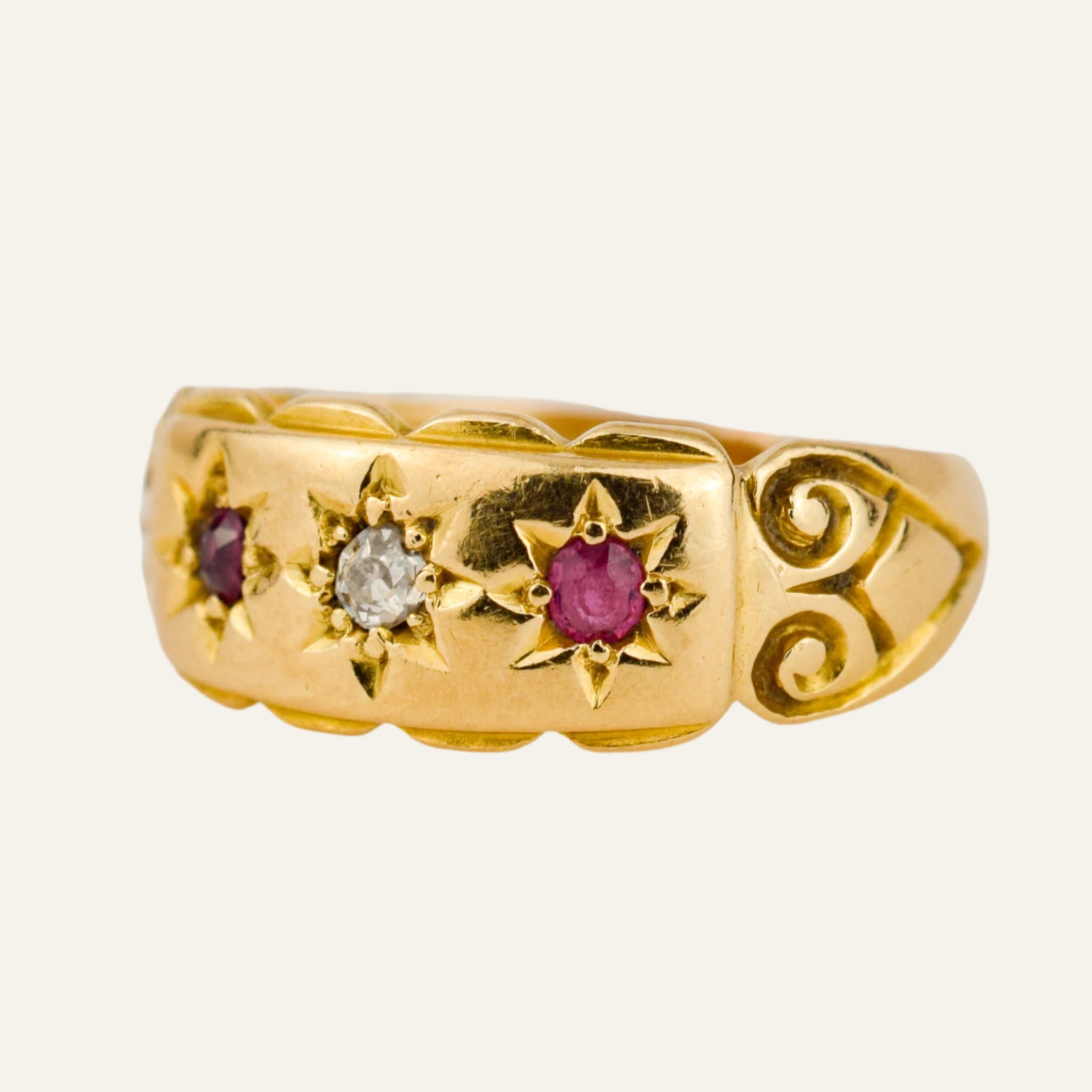 Antique Ruby and Diamond Trilogy Ring