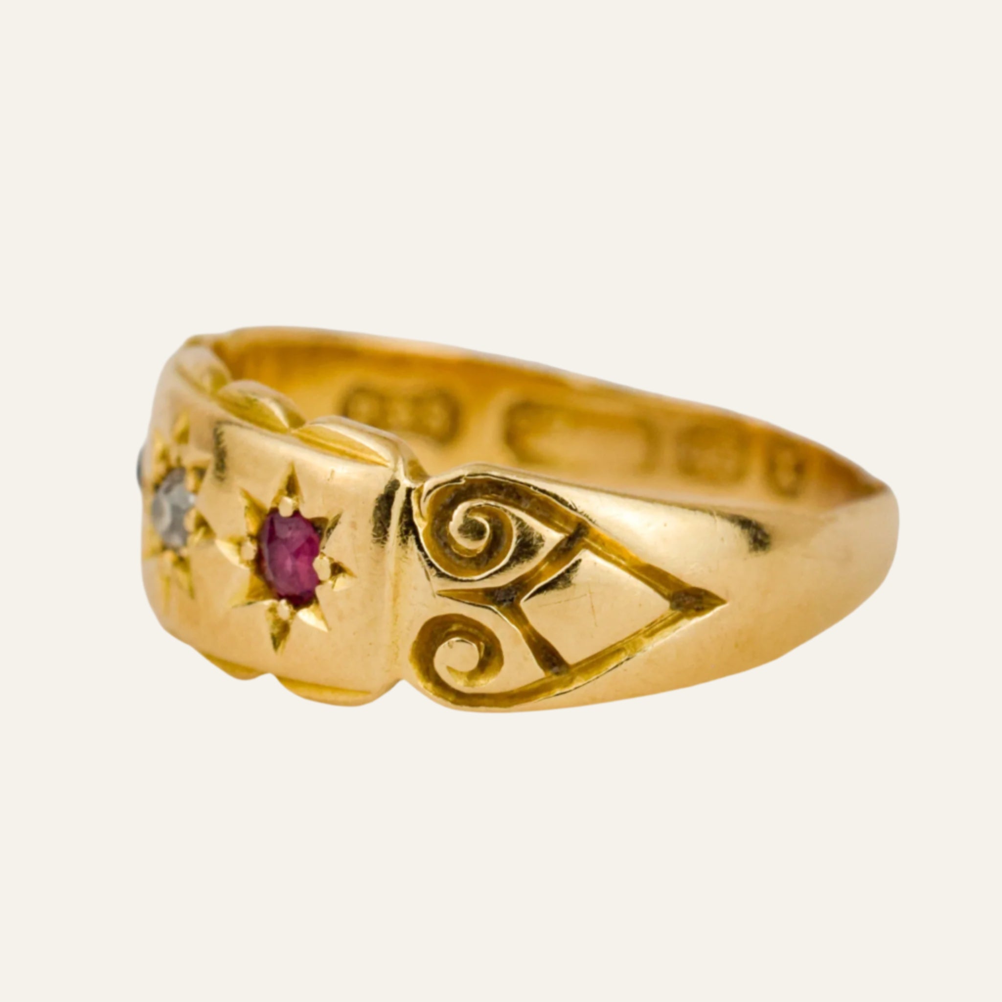 Antique Ruby and Diamond Trilogy Ring