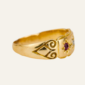 Antique Ruby and Diamond Trilogy Ring