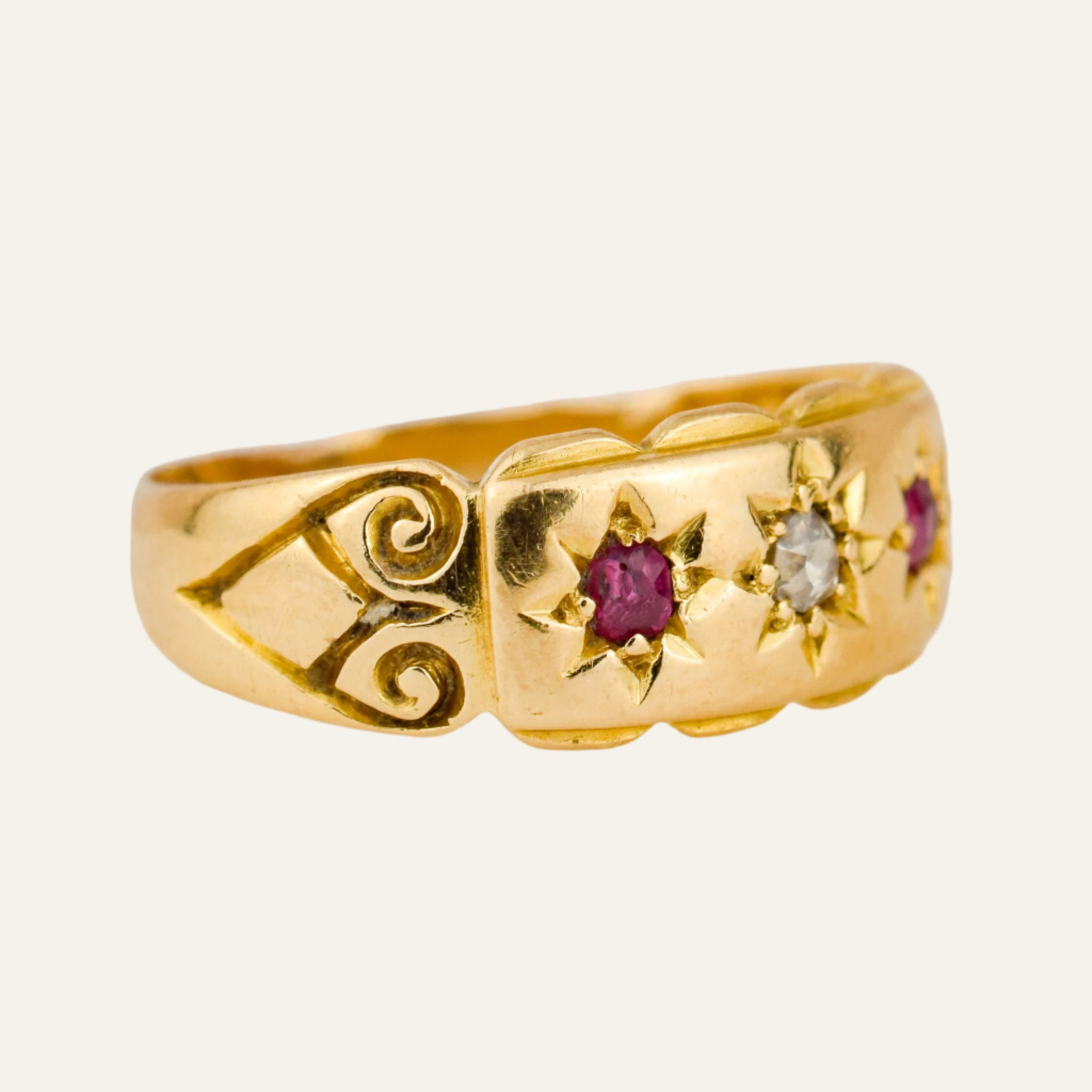 Antique Ruby and Diamond Trilogy Ring