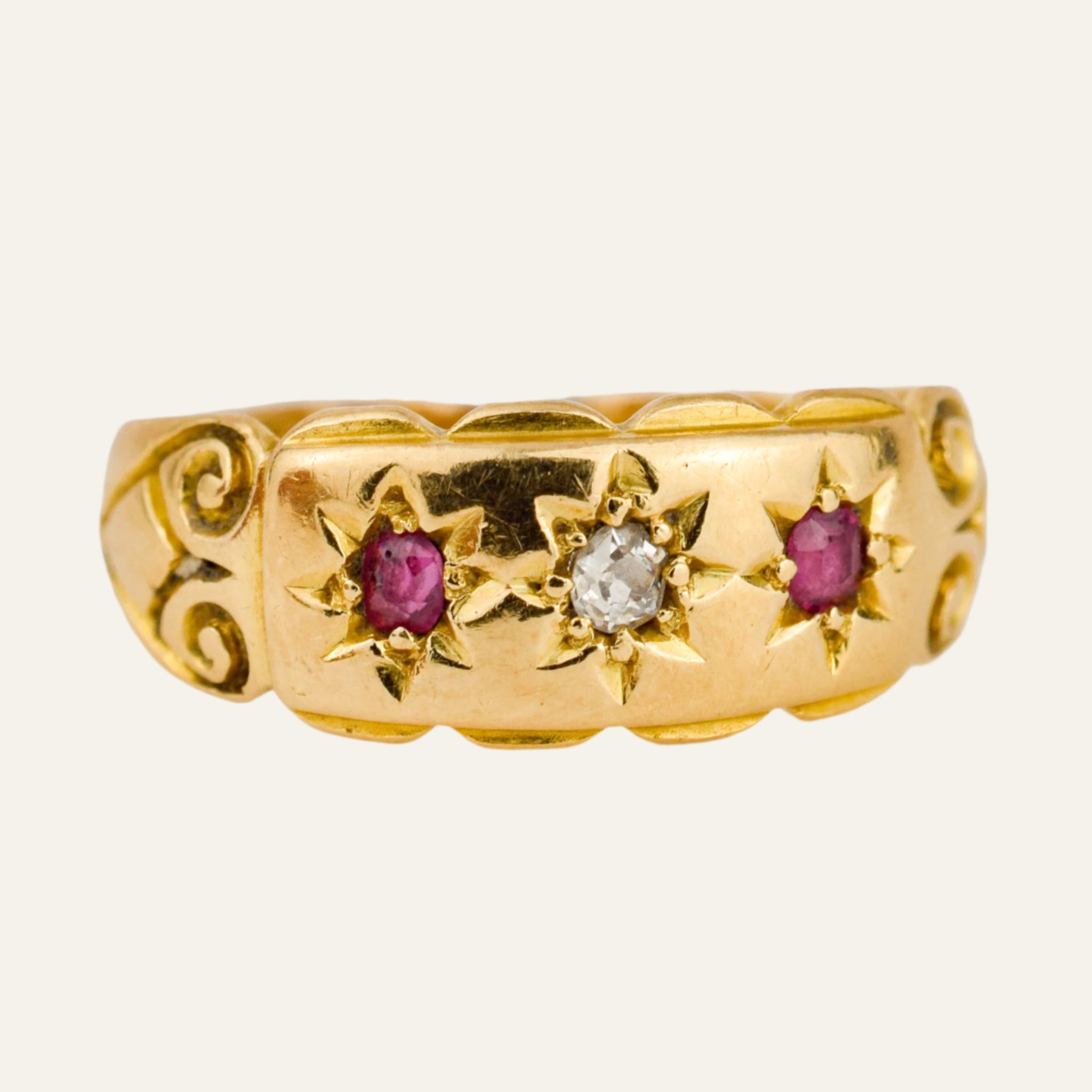 Antique Ruby and Diamond Trilogy Ring