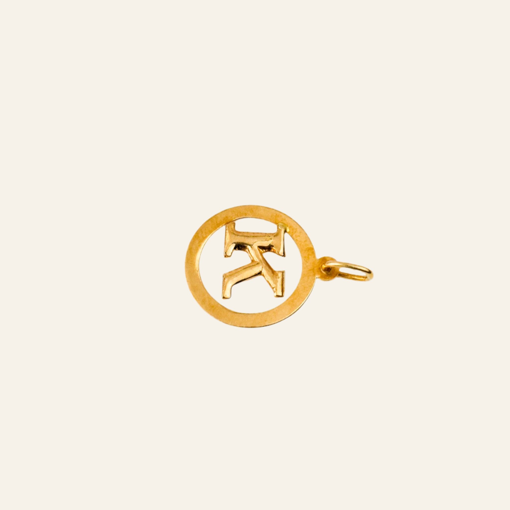 vintage gold Circular 'K' Charm
