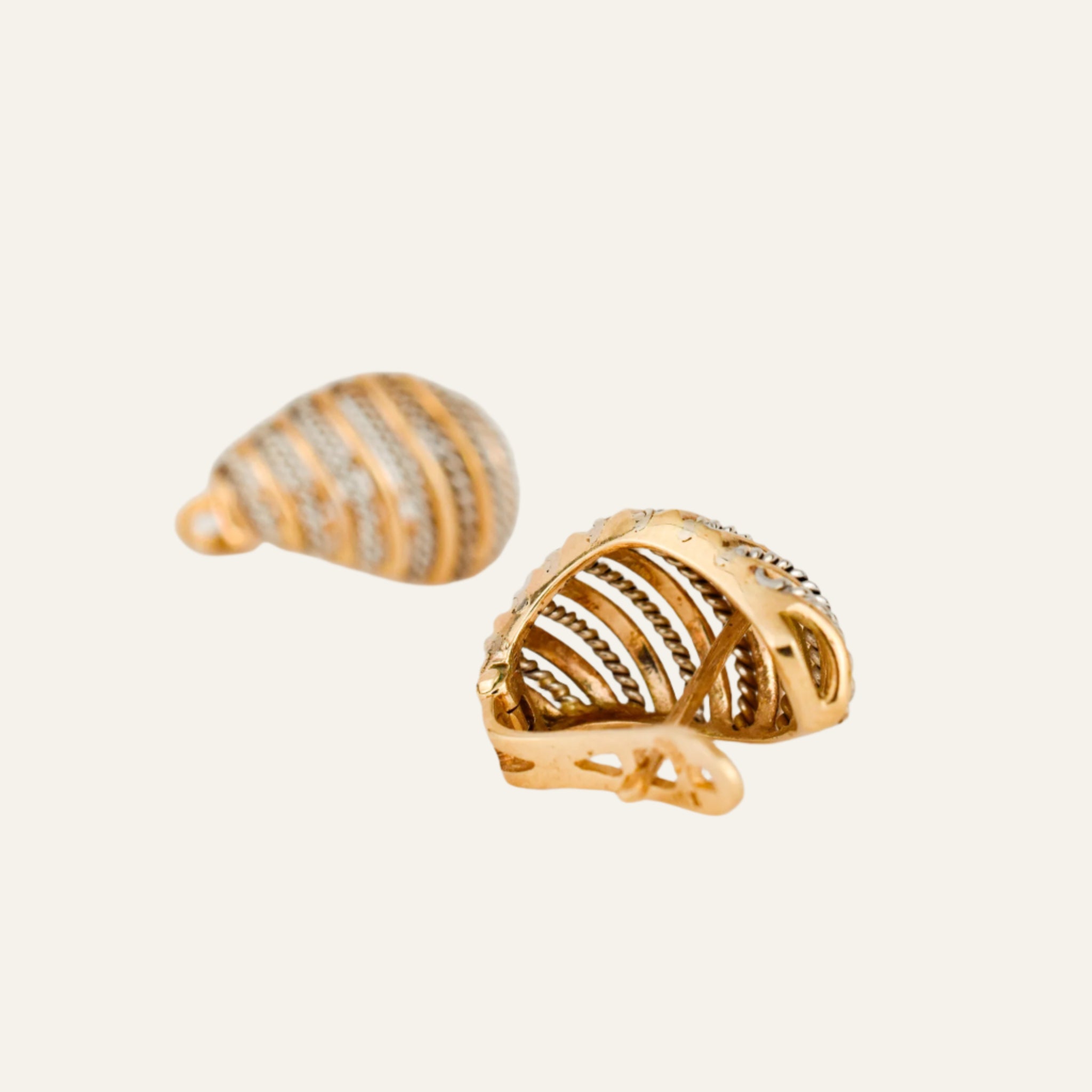 Alternating Chain Two-Tone Gold Hoop Earrings