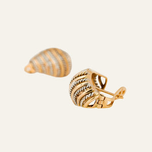 Alternating Chain Two-Tone Gold Hoop Earrings