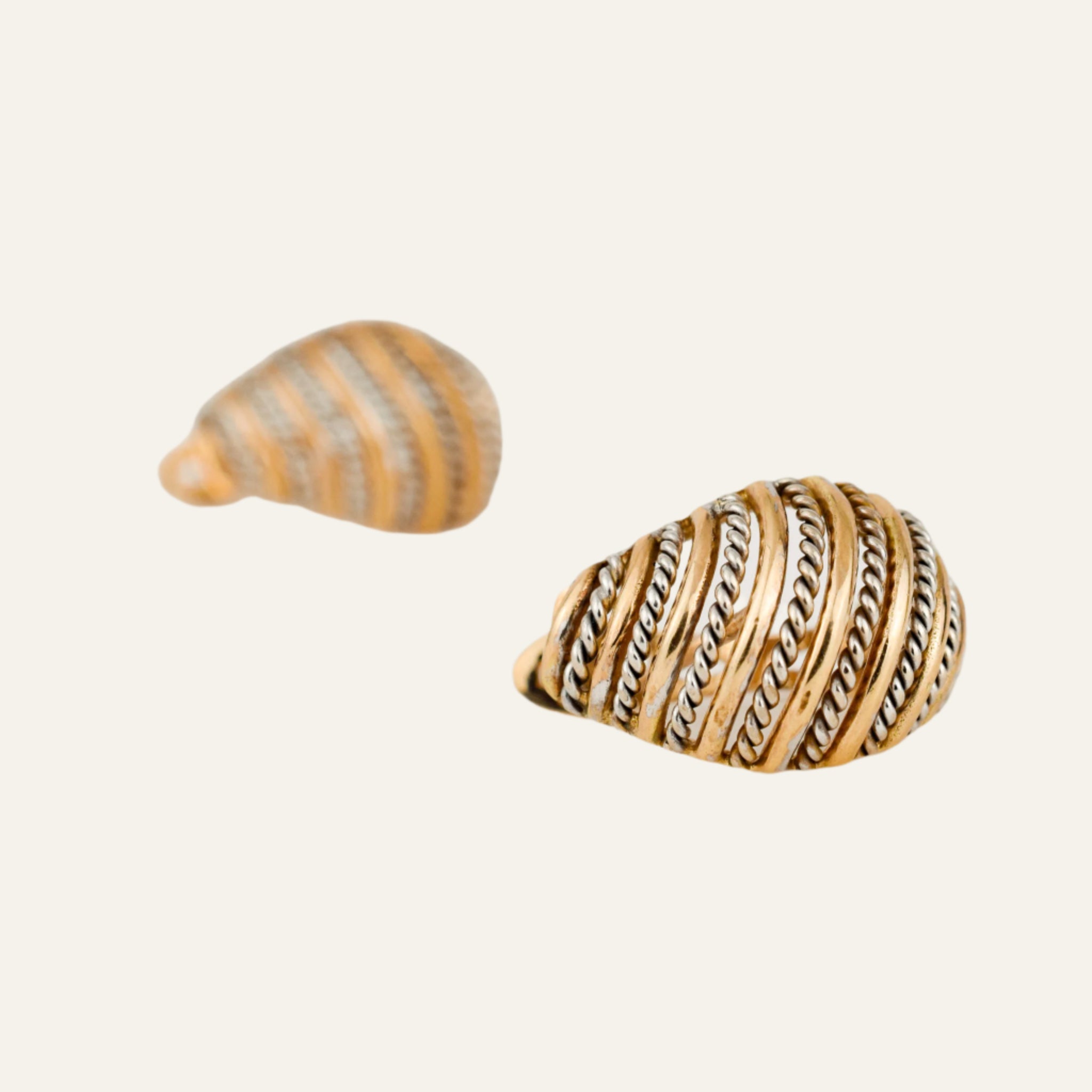 Alternating Chain Two-Tone Gold Hoop Earrings