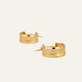 14 mm Wide Brushed Gold Hoop Earrings