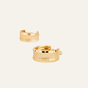 14 mm Wide Brushed Gold Hoop Earrings