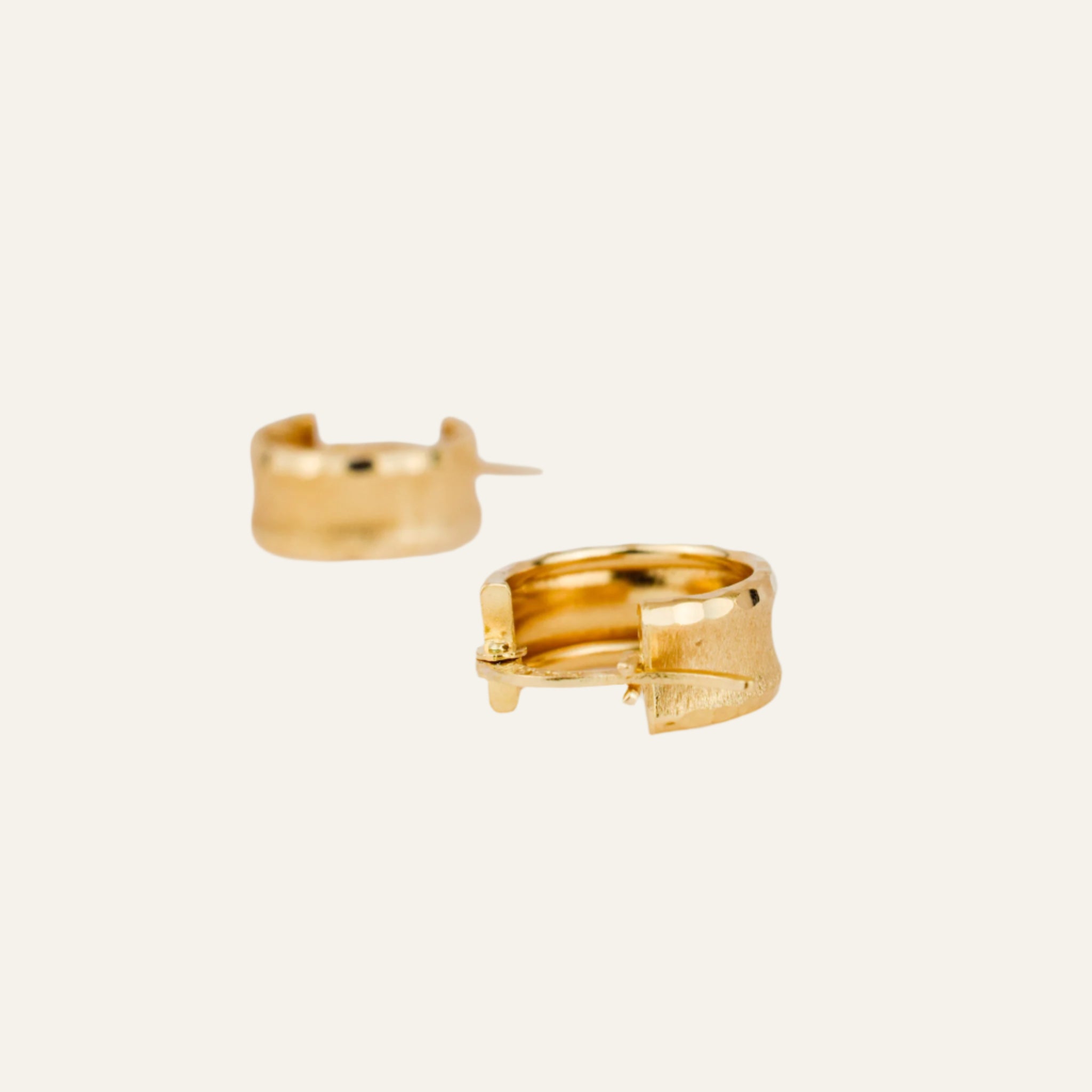 14 mm Wide Brushed Gold Hoop Earrings