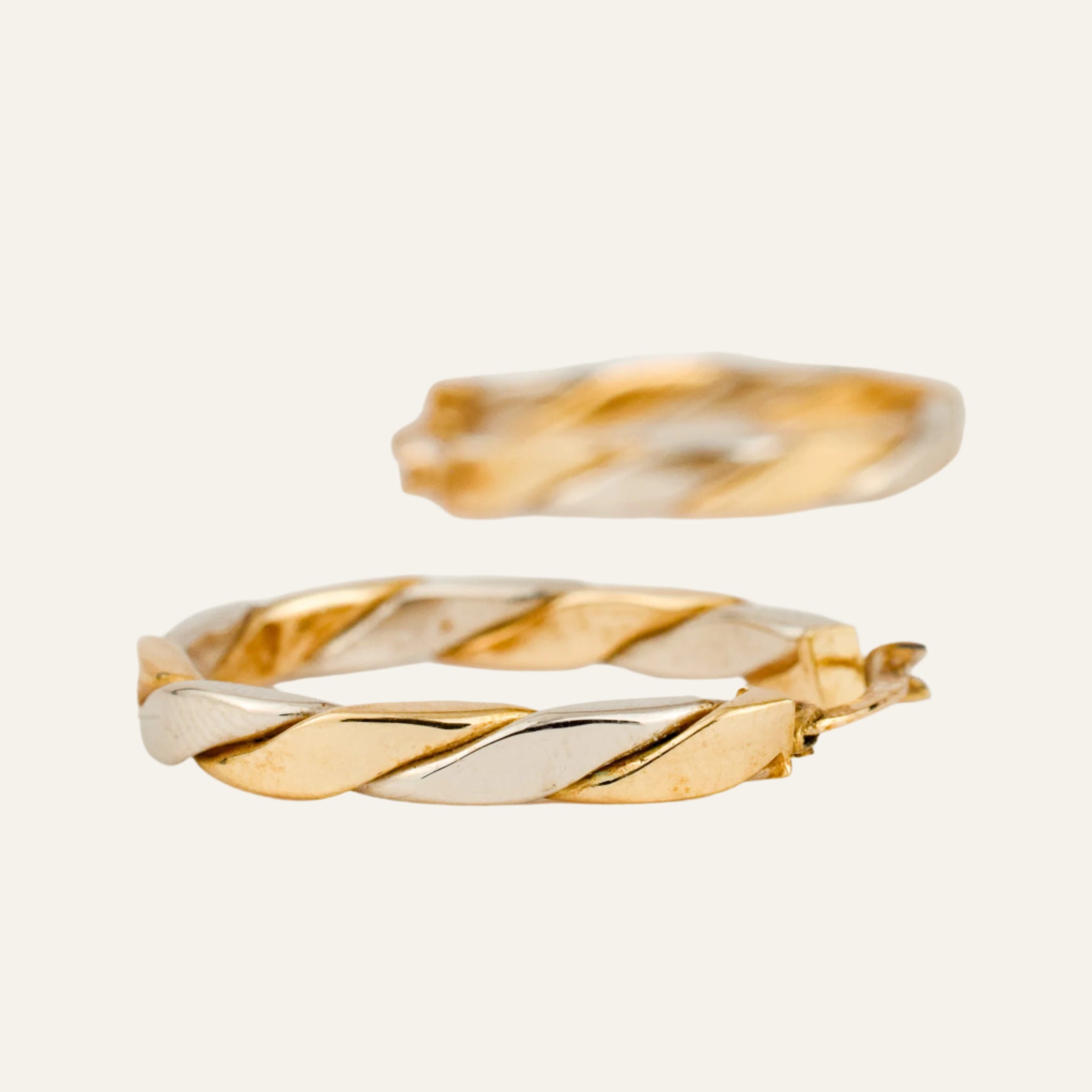 28.6 mm Two-Tone Gold Twist Hoop Earrings