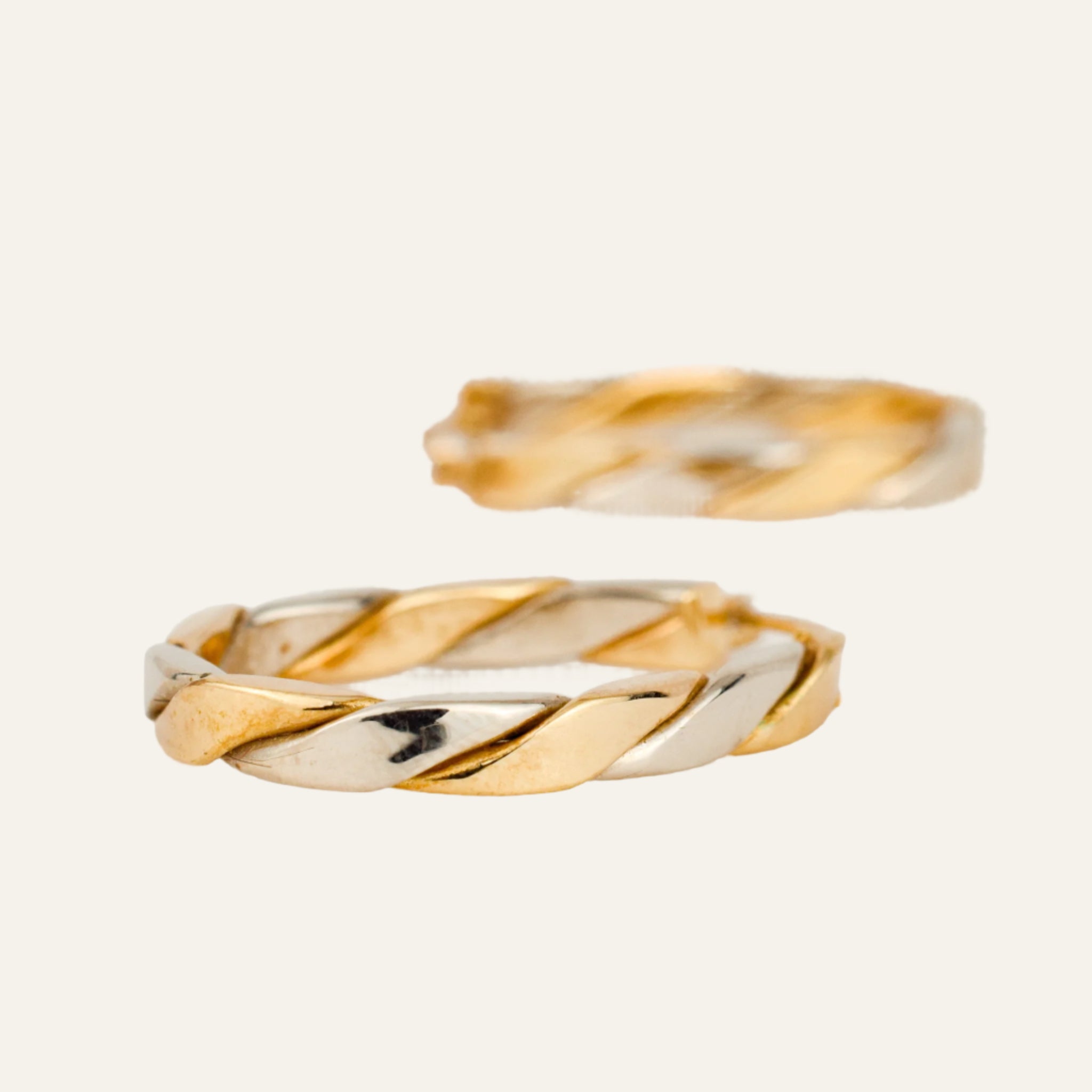 28.6 mm Two-Tone Gold Twist Hoop Earrings