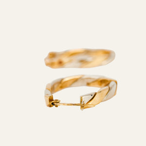 28.6 mm Two-Tone Gold Twist Hoop Earrings