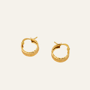 14 mm Wide Brushed Gold Hoop Earrings