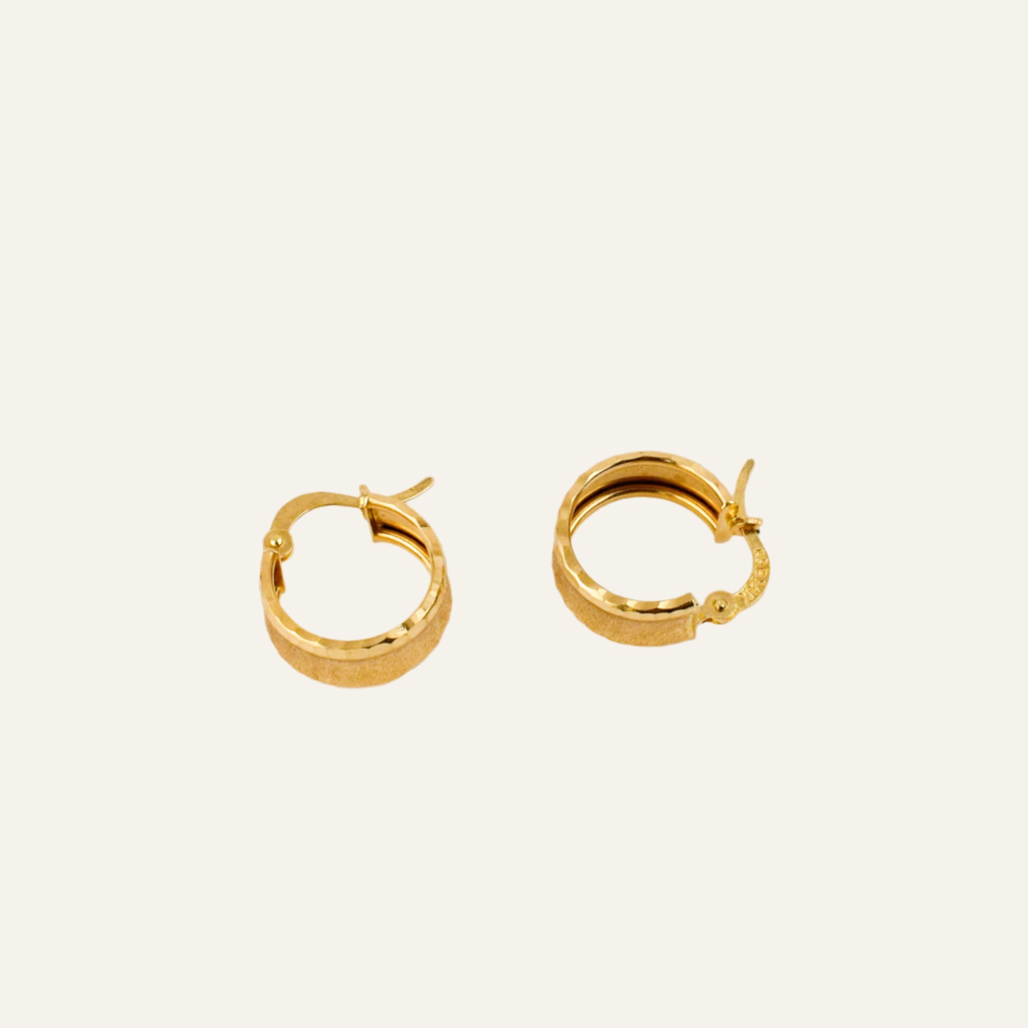 14 mm Wide Brushed Gold Hoop Earrings