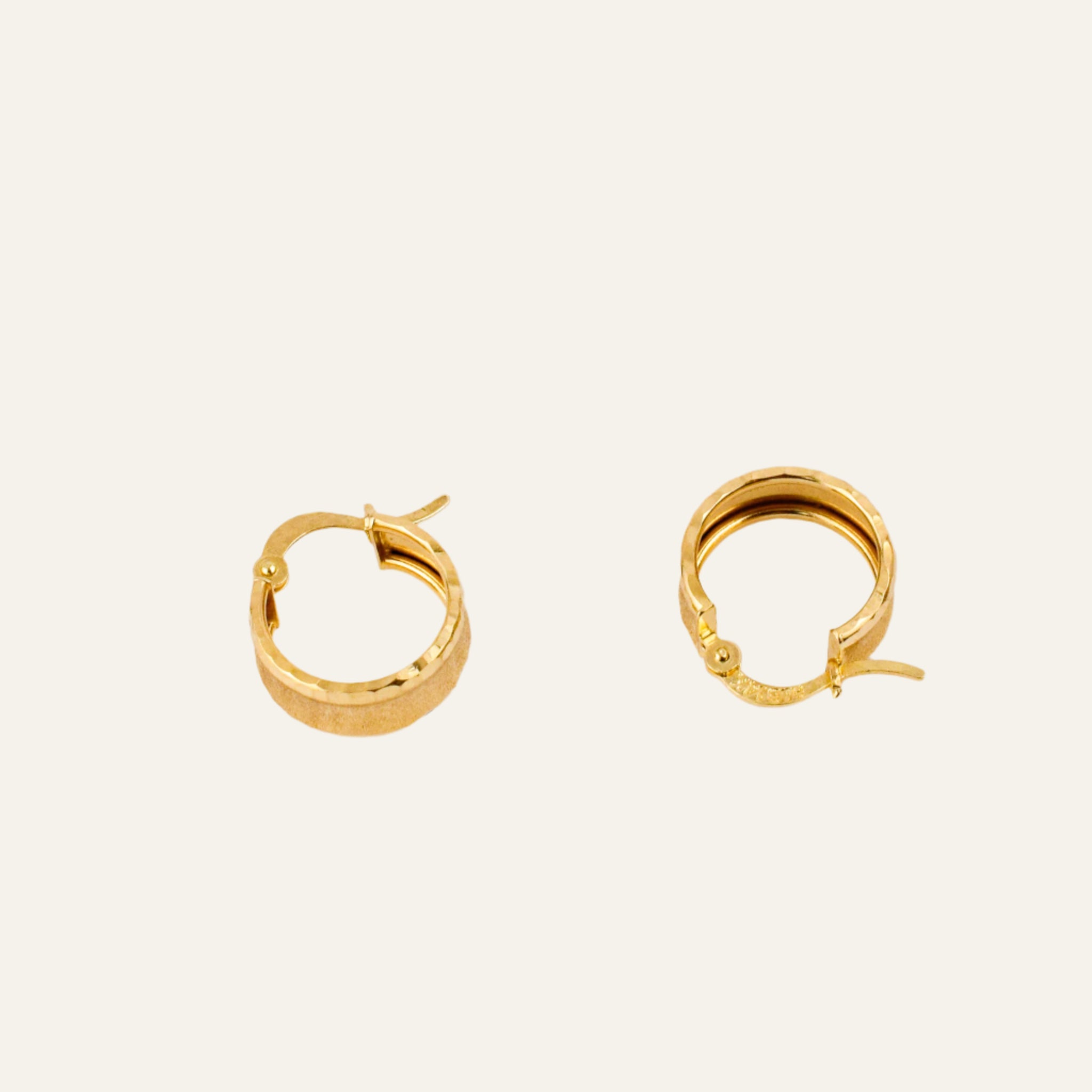 14 mm Wide Brushed Gold Hoop Earrings