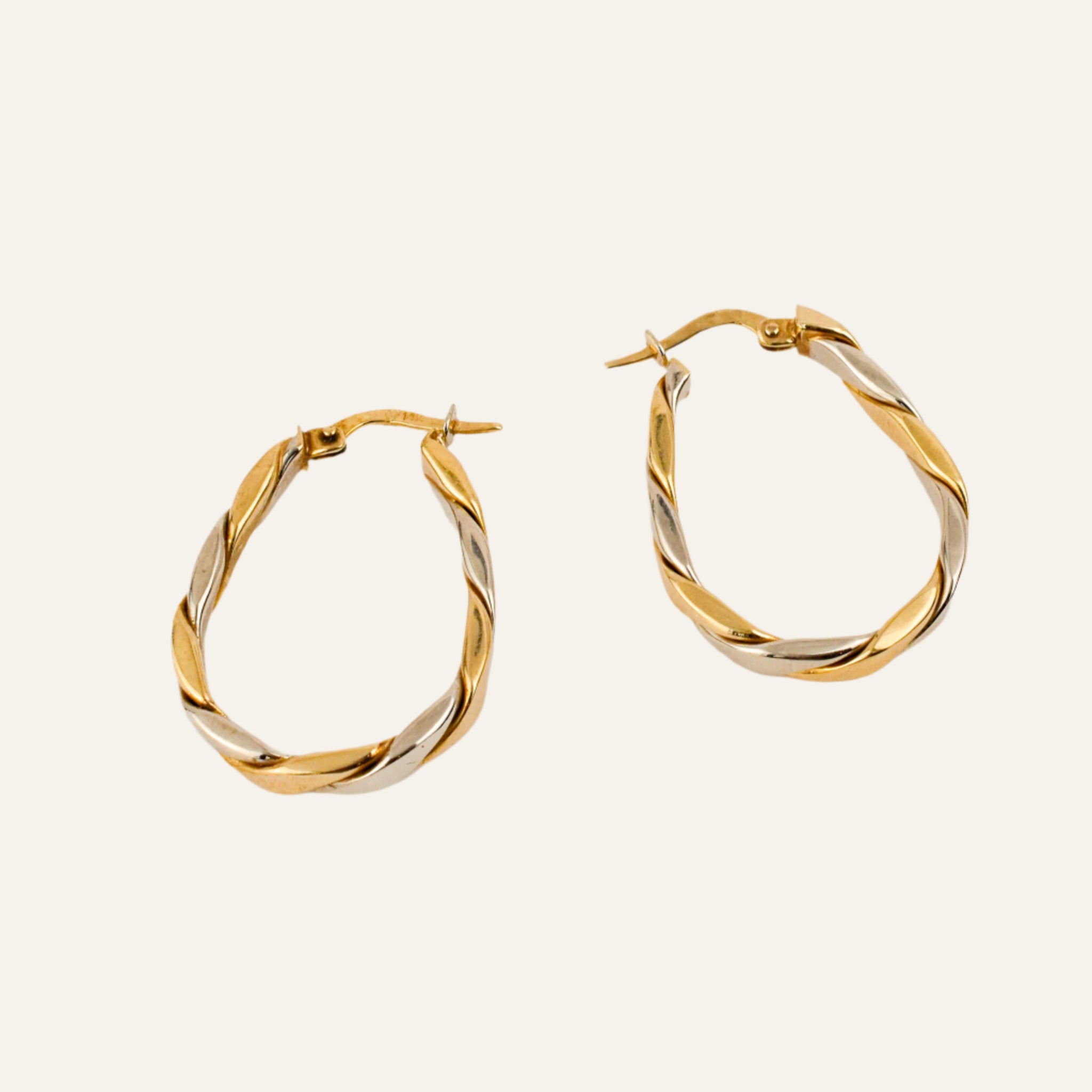 28.6 mm Two-Tone Gold Twist Hoop Earrings