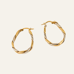 28.6 mm Two-Tone Gold Twist Hoop Earrings
