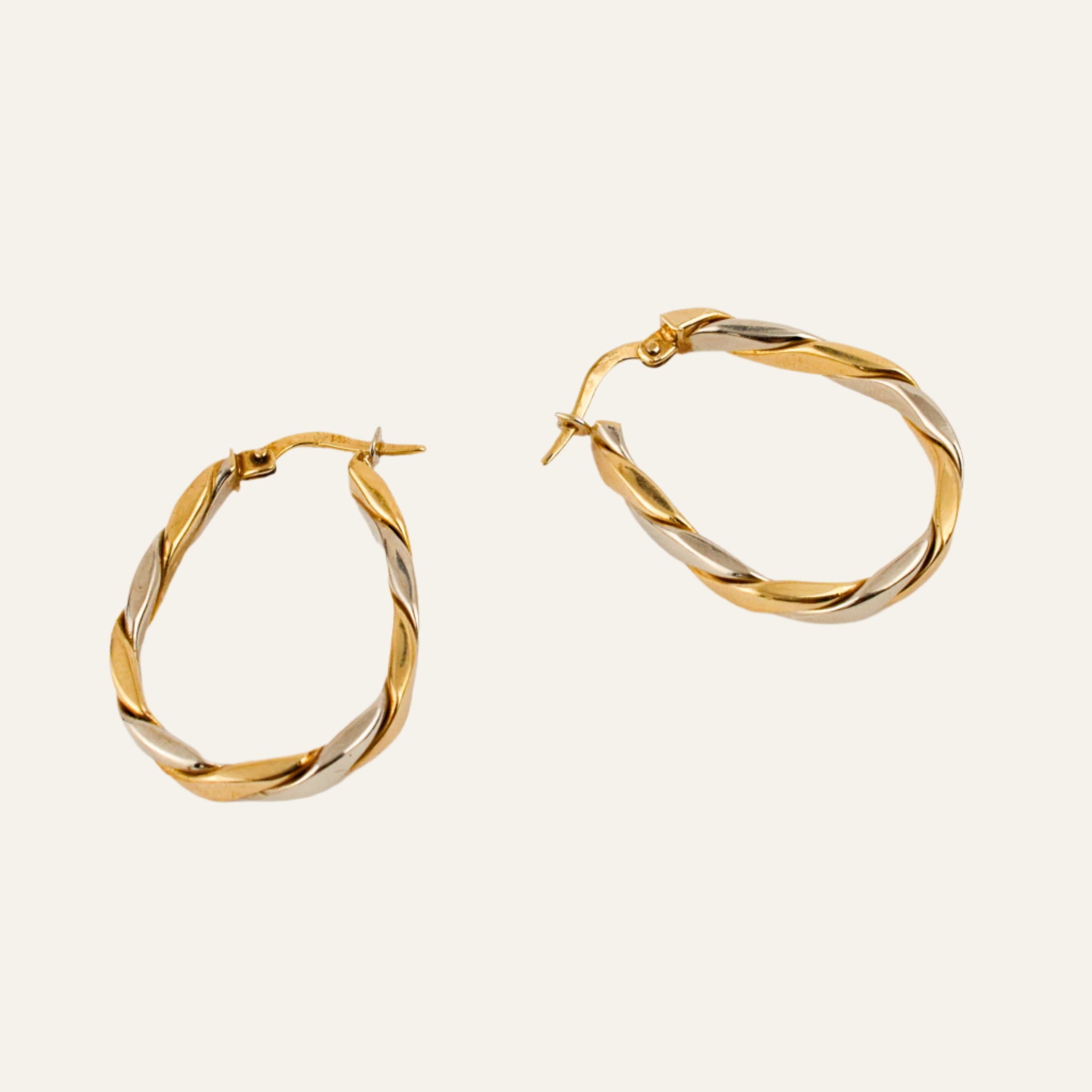 28.6 mm Two-Tone Gold Twist Hoop Earrings