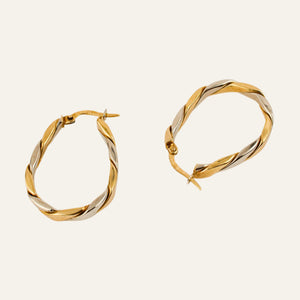 28.6 mm Two-Tone Gold Twist Hoop Earrings