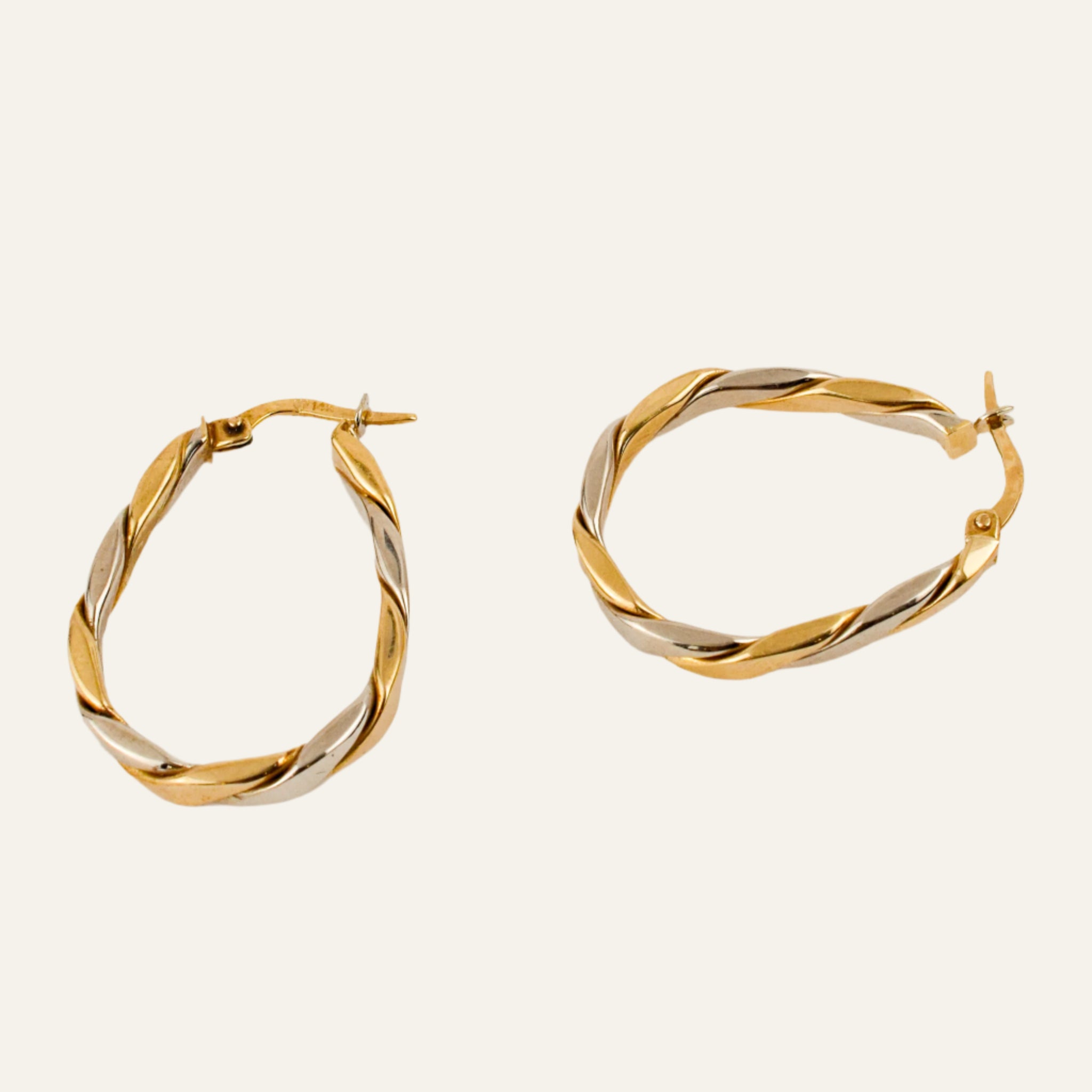 28.6 mm Two-Tone Gold Twist Hoop Earrings
