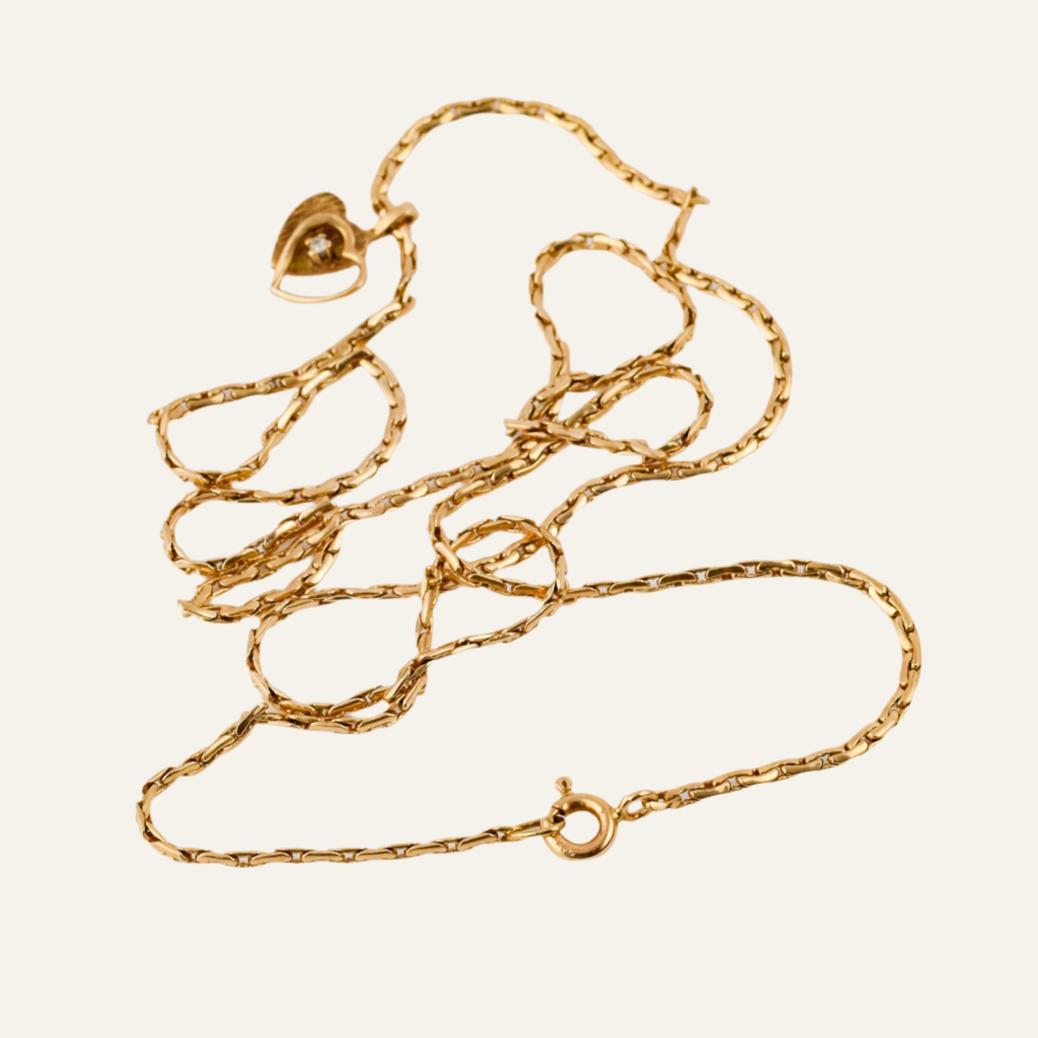 21.25" Sparkling Gold Chain Necklace with Heart Pendant