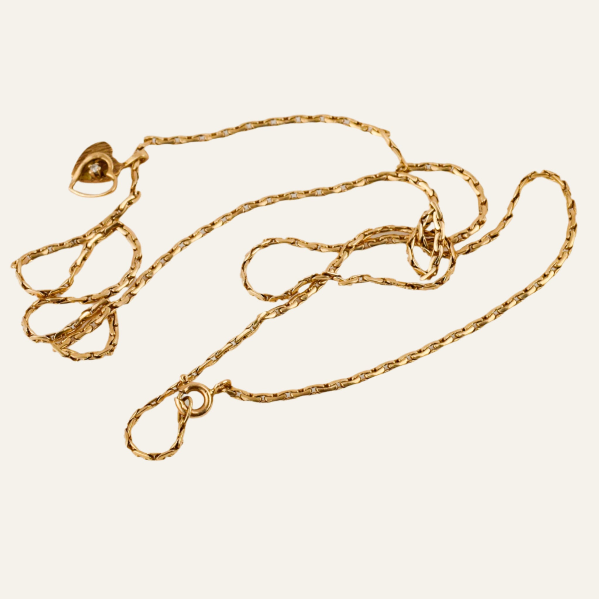21.25" Sparkling Gold Chain Necklace with Heart Pendant