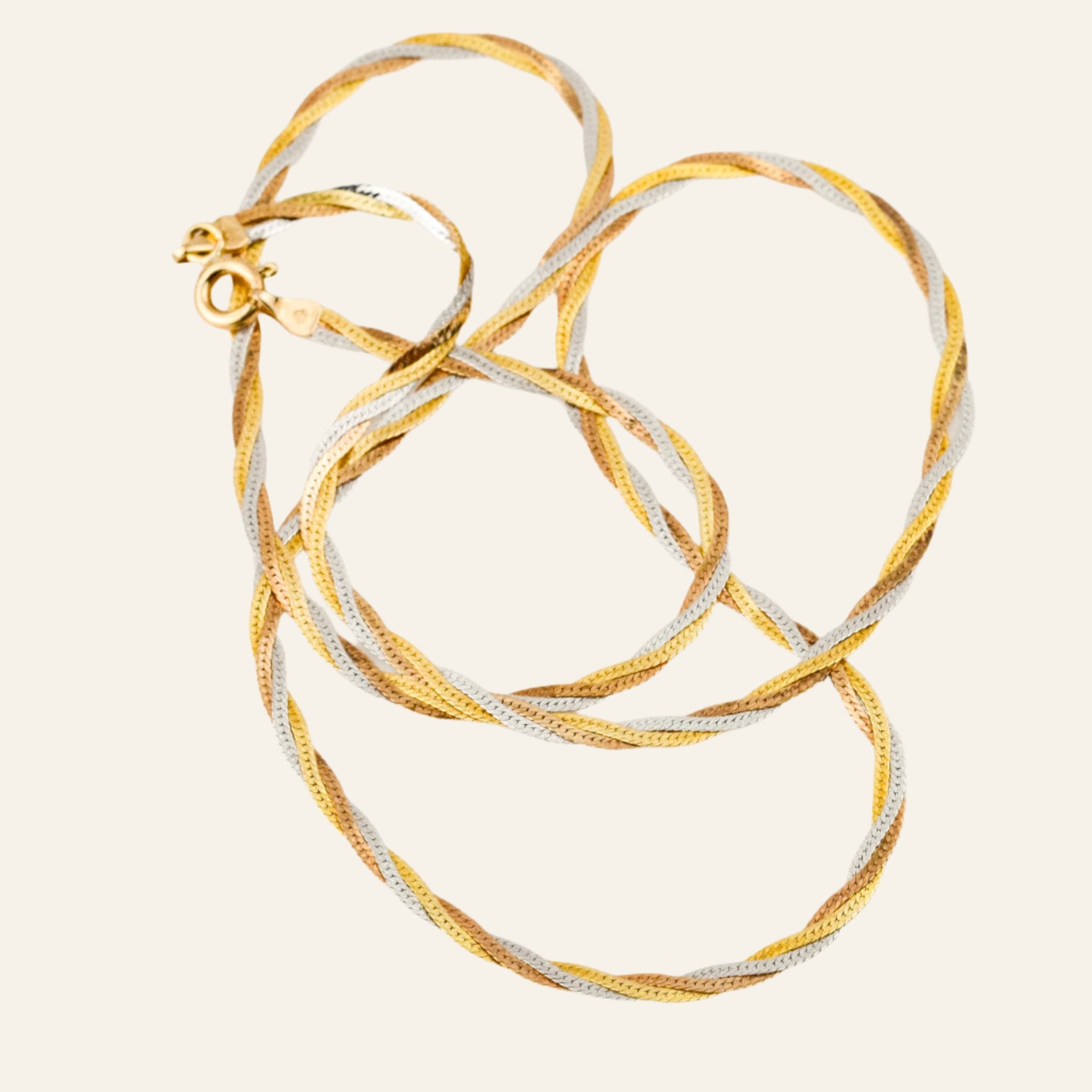 vintage 18" Braided Tri-Tone Herrinbone