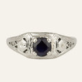 Antique White Gold and Sapphire Ring