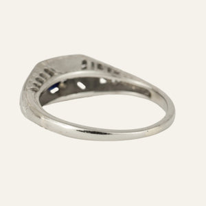 Antique White Gold and Sapphire Ring