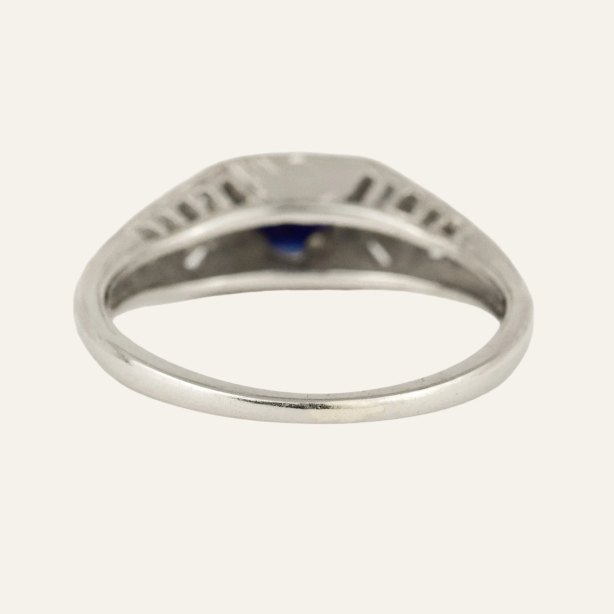 Antique White Gold and Sapphire Ring