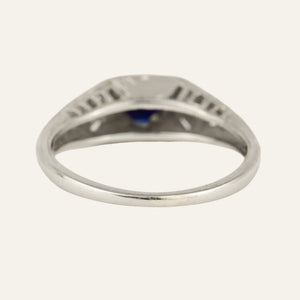 Antique White Gold and Sapphire Ring