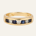 Sapphire and Diamond Channel Set Gold Band