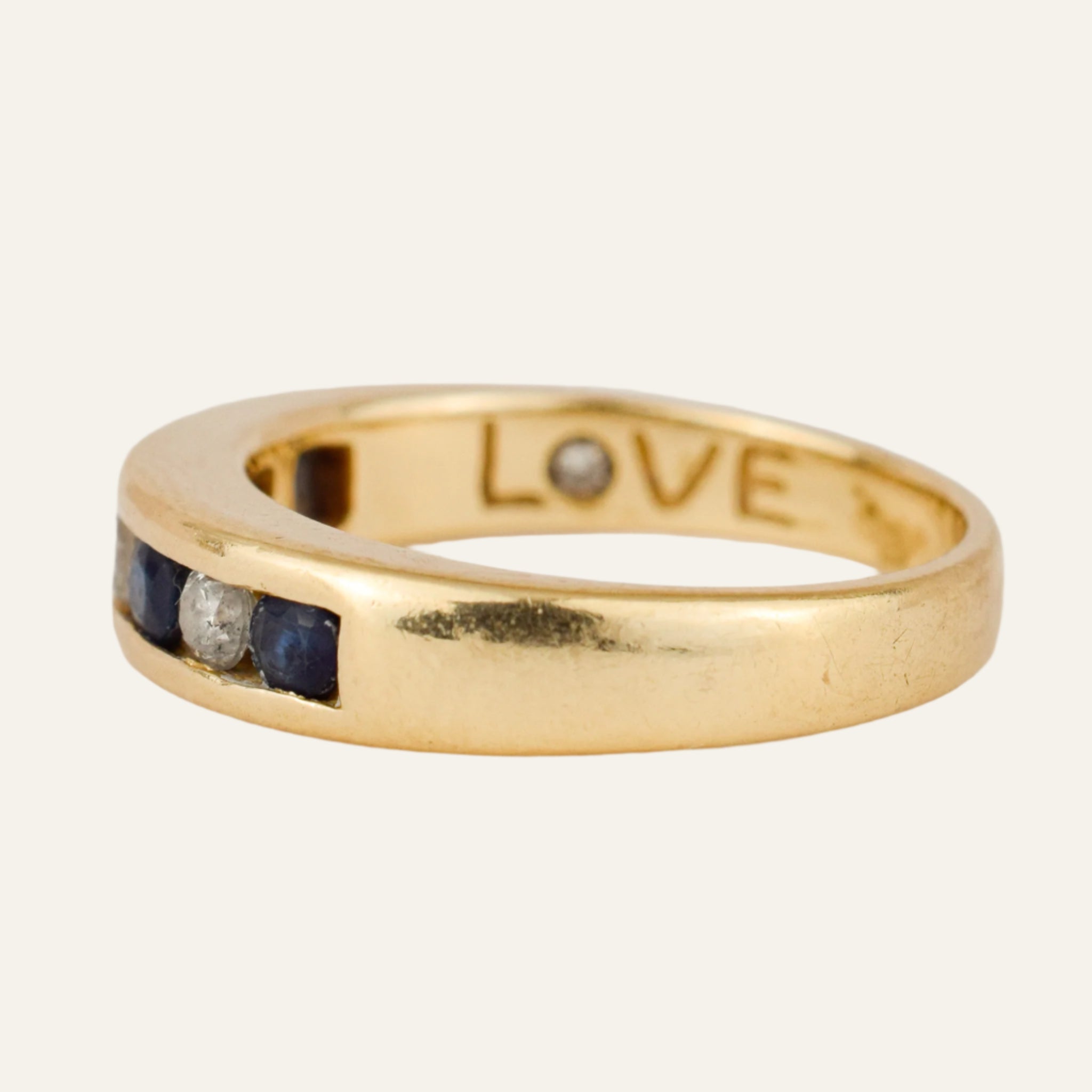 Sapphire and Diamond Channel Set Gold Band