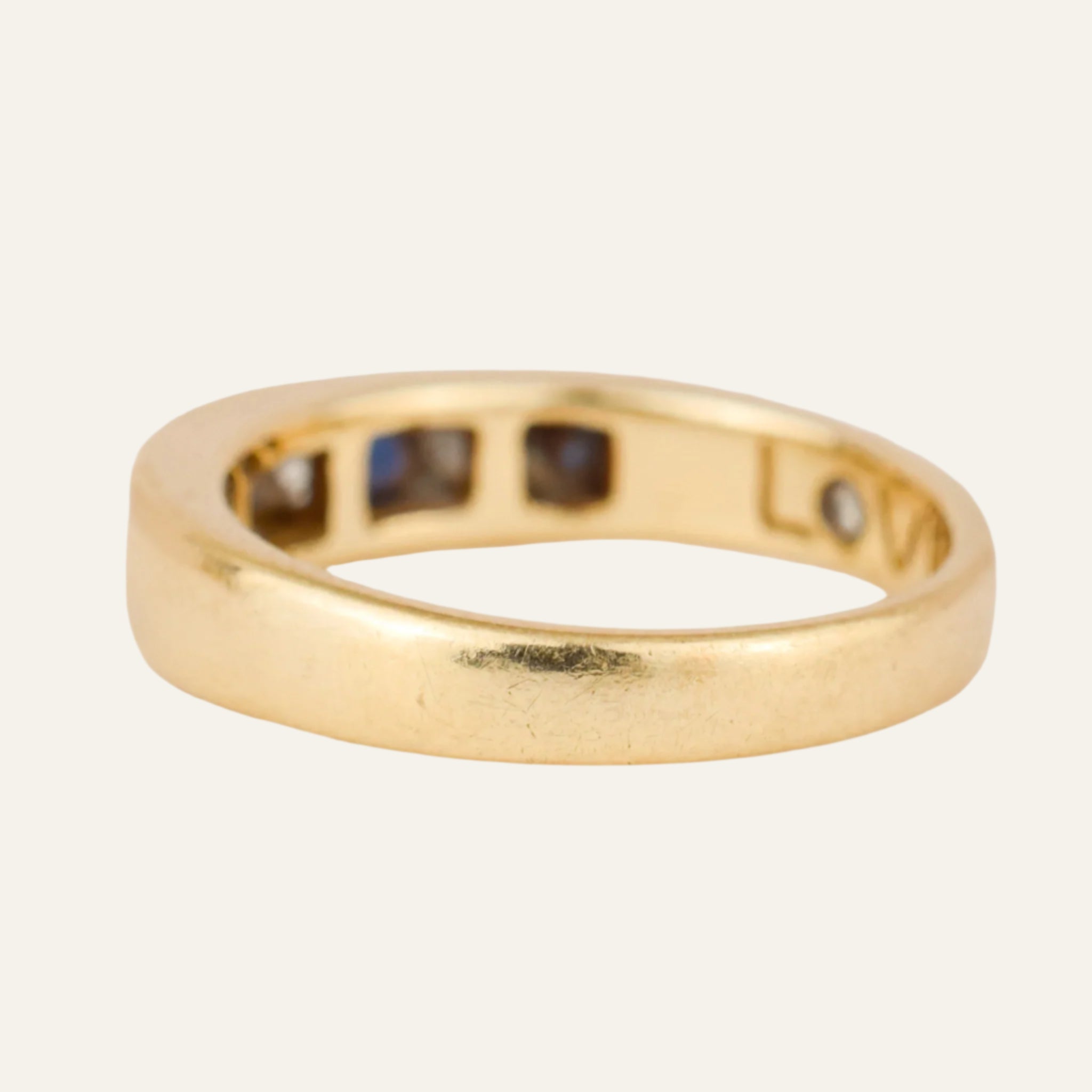 Sapphire and Diamond Channel Set Gold Band