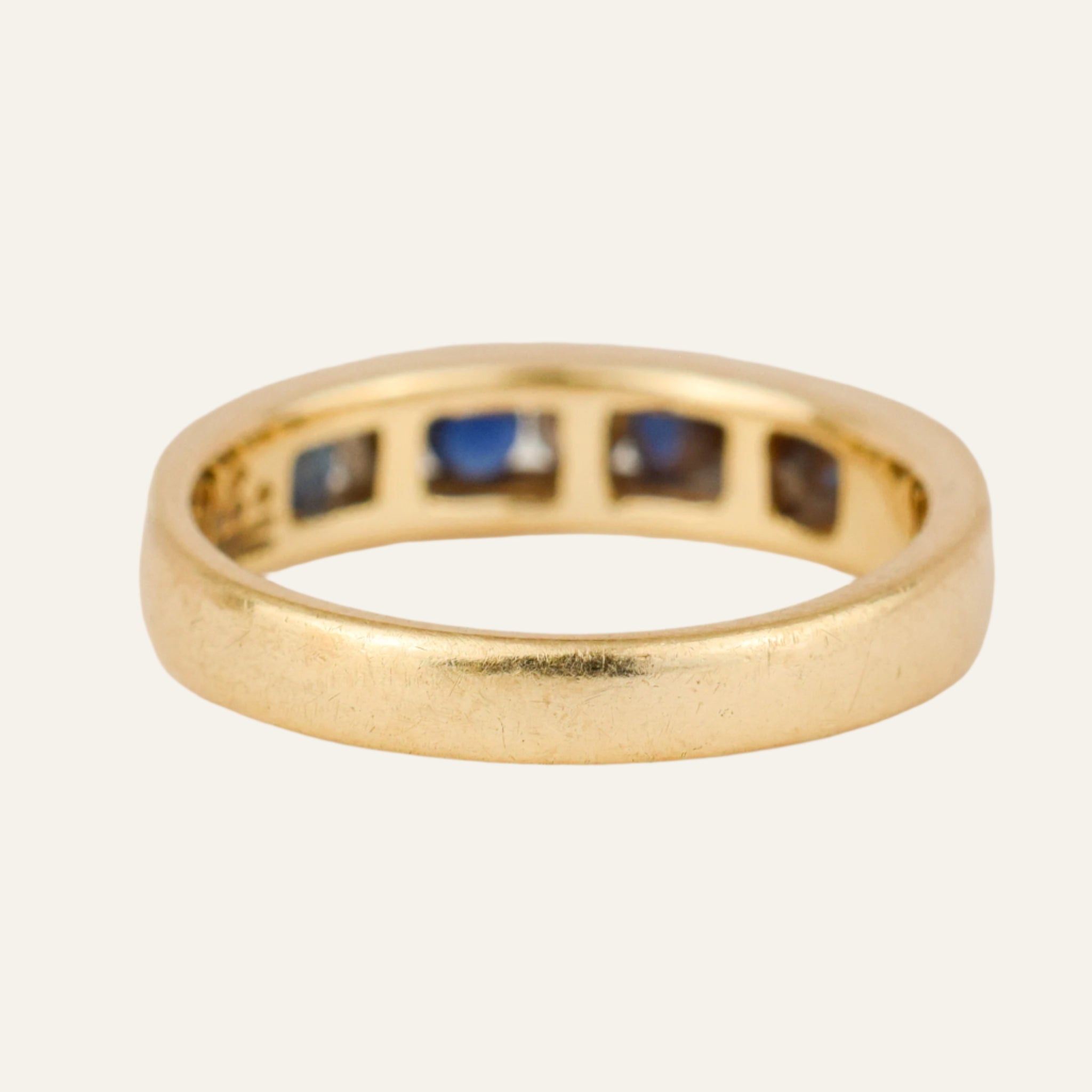 Sapphire and Diamond Channel Set Gold Band