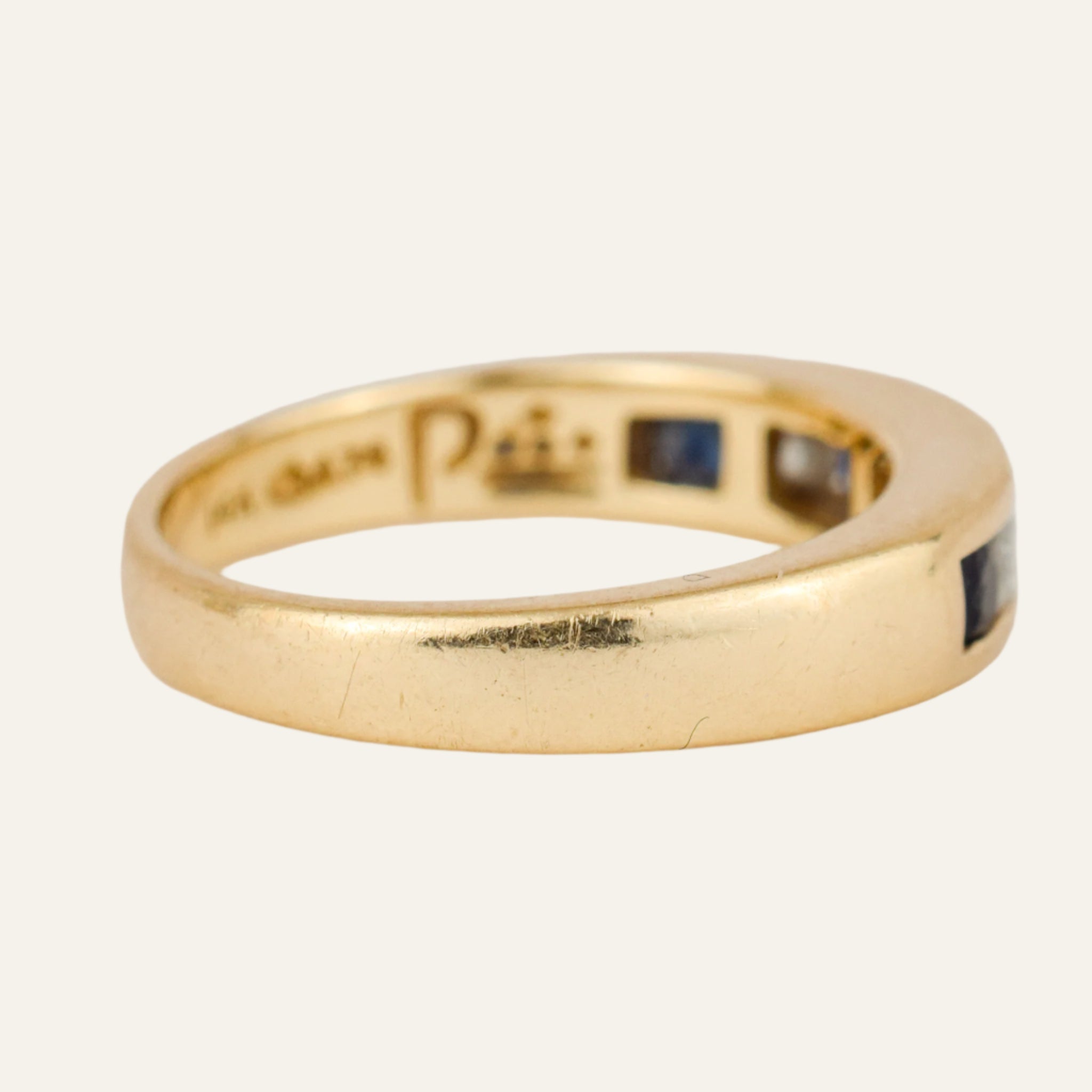 Sapphire and Diamond Channel Set Gold Band