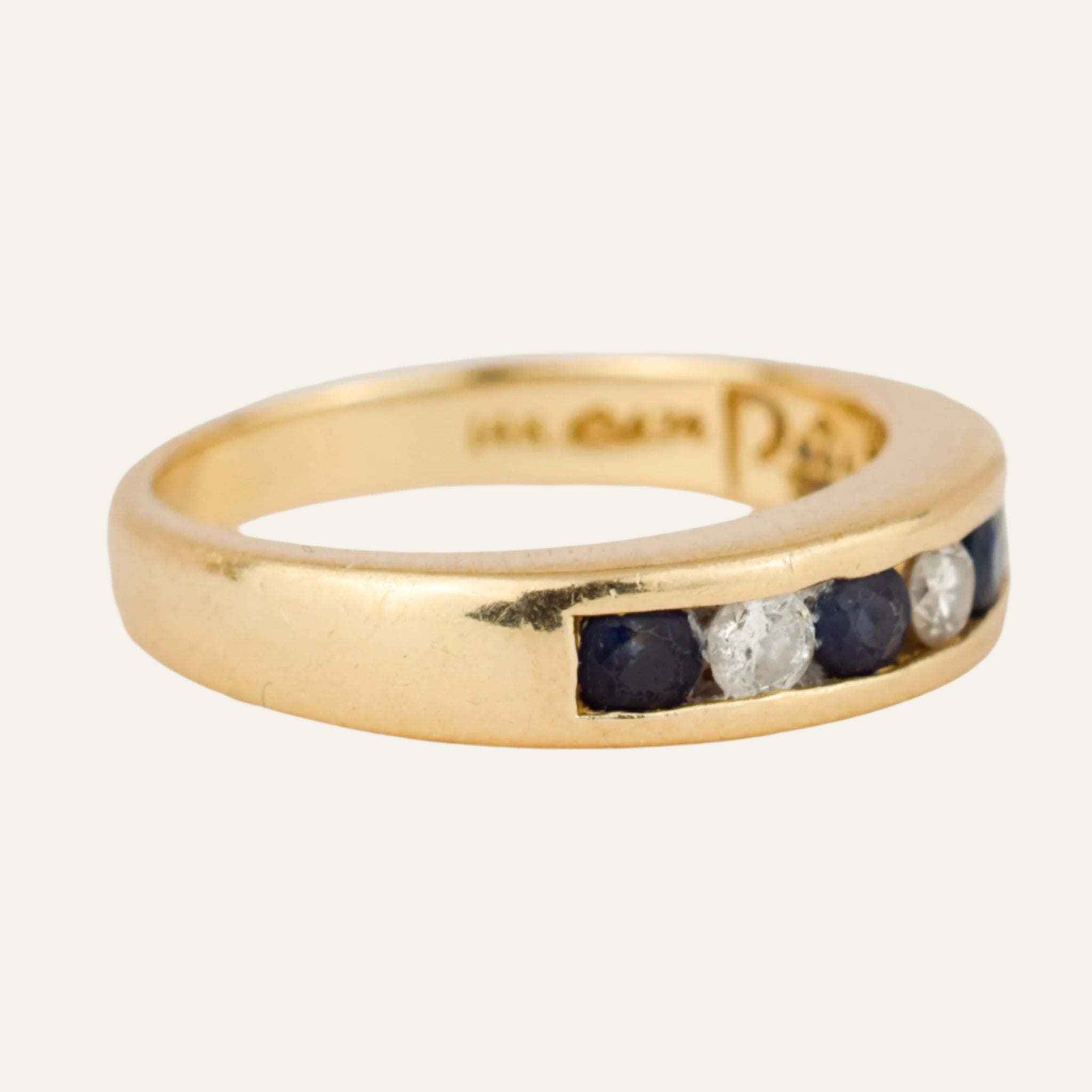 Sapphire and Diamond Channel Set Gold Band
