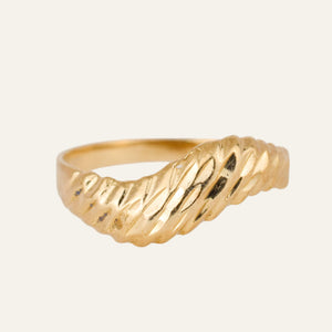 Wavey Diamond Cut Gold Band