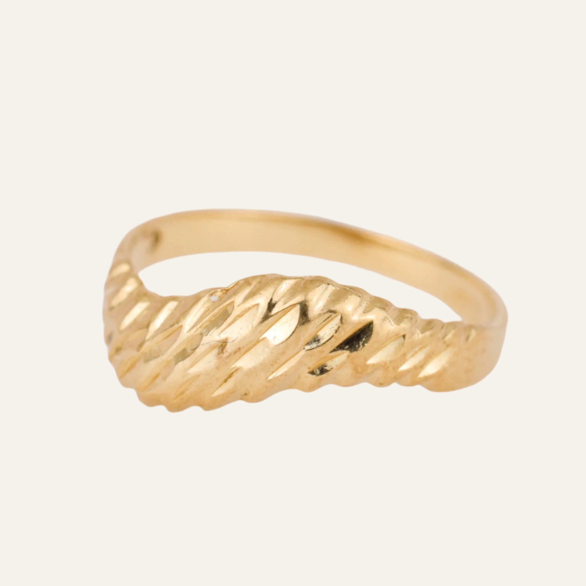 Wavey Diamond Cut Gold Band