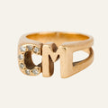 'CM' Diamond Signet Ring