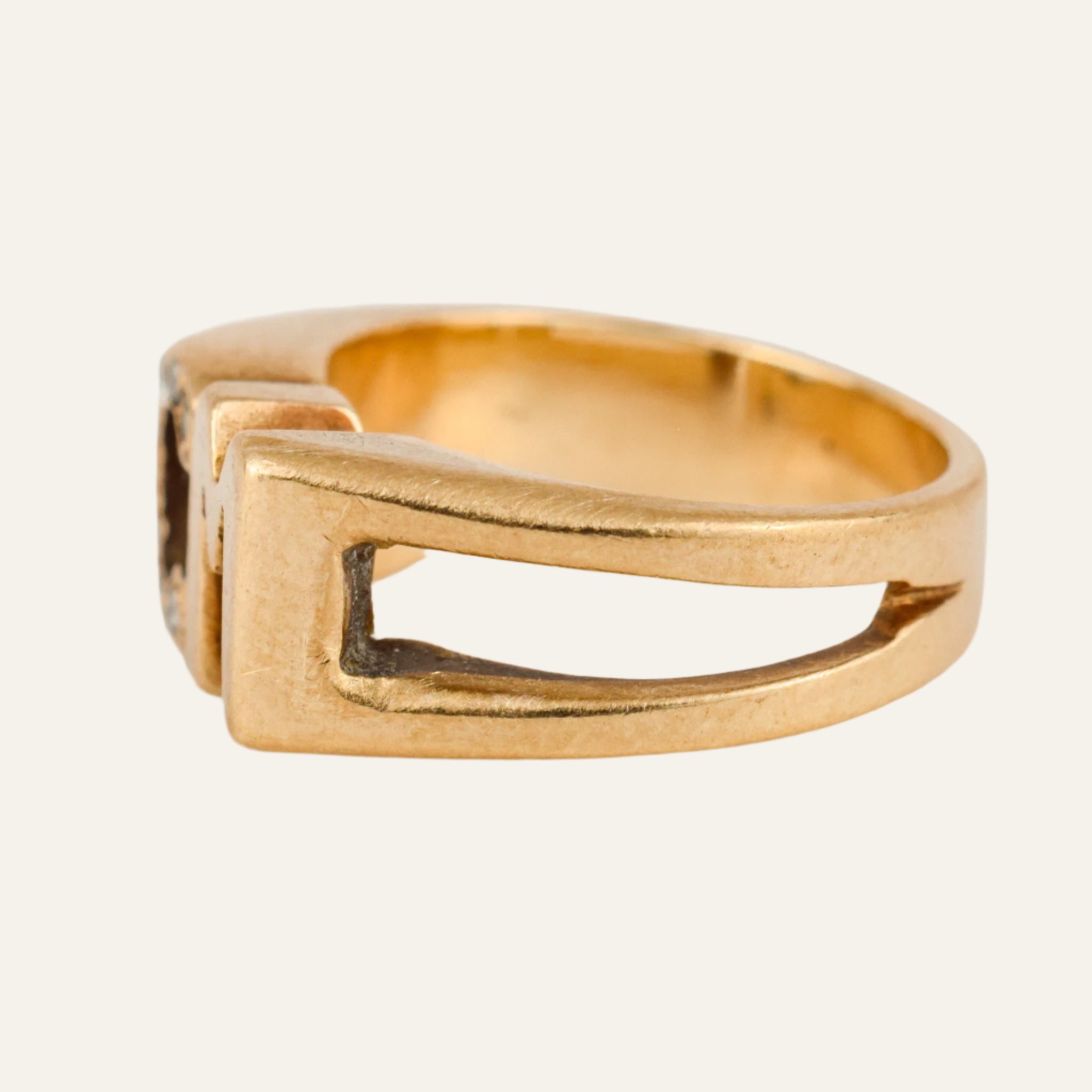 'CM' Diamond Signet Ring