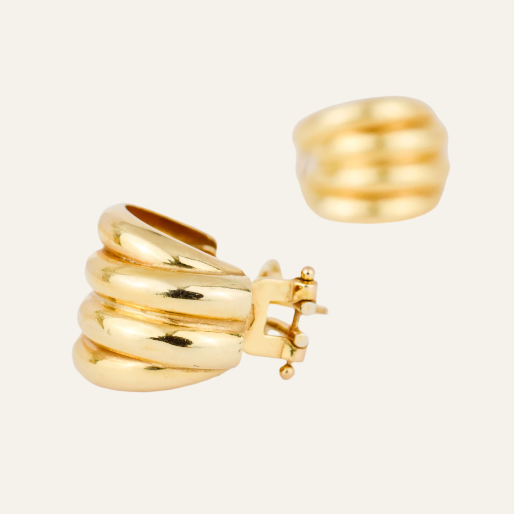 Layered Omega Gold Hoop Earrings