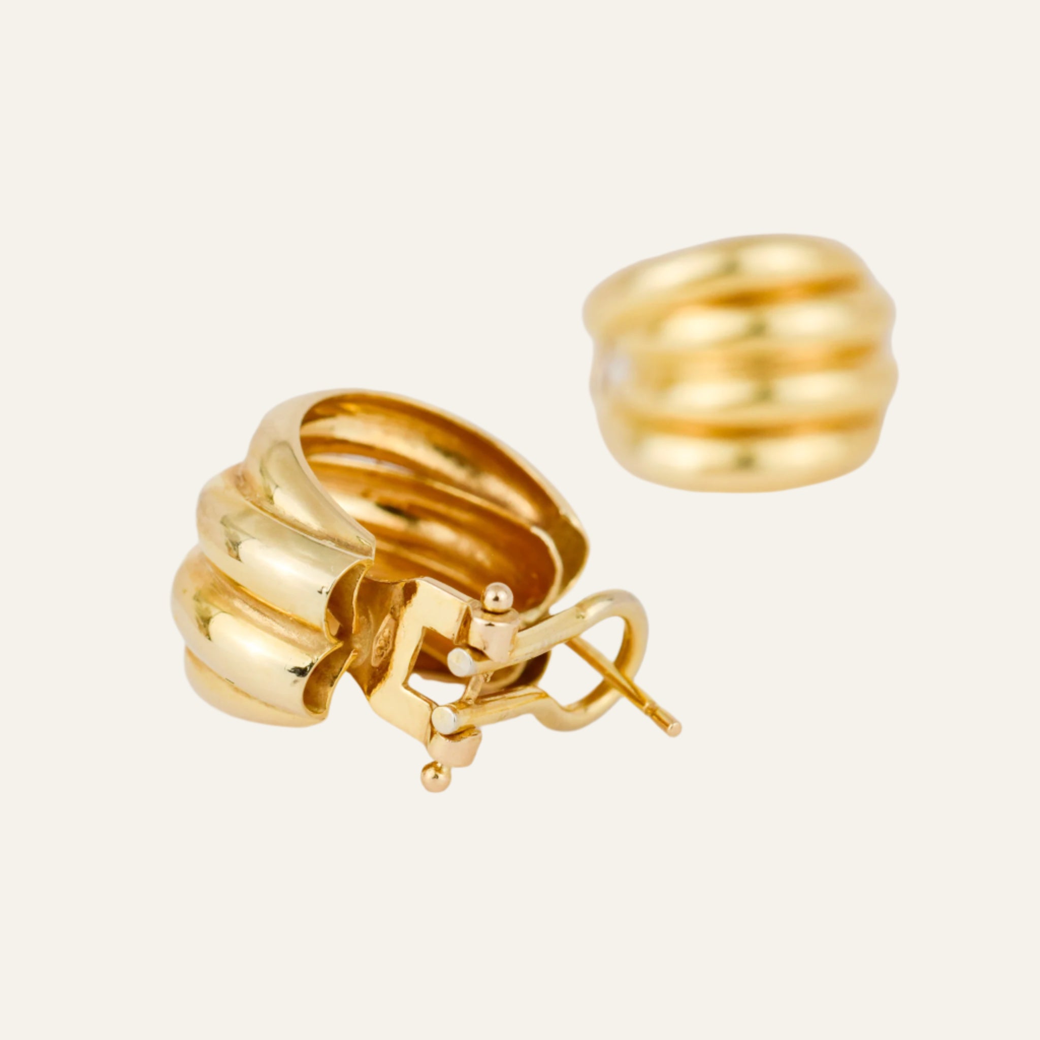 Layered Omega Gold Hoop Earrings