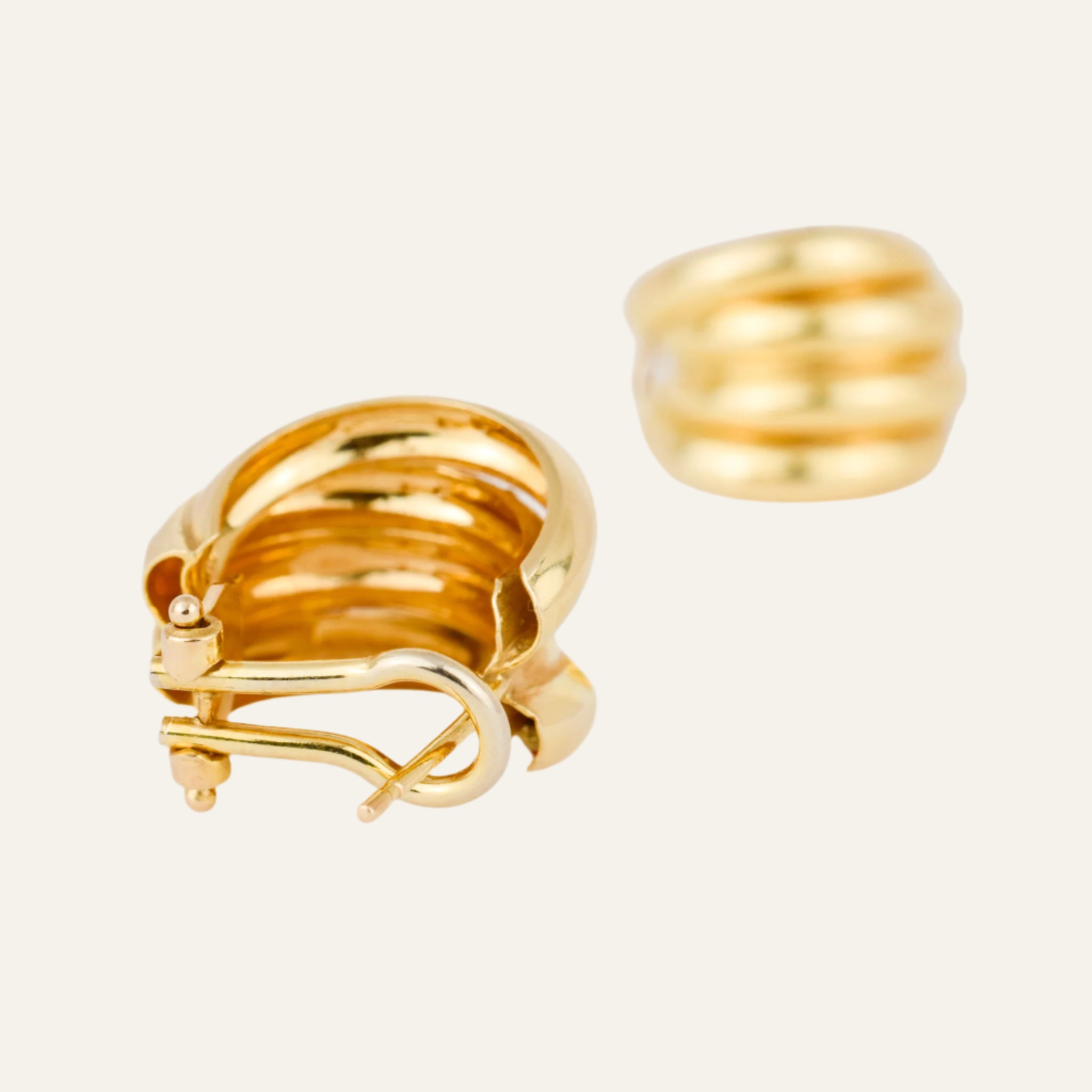 Layered Omega Gold Hoop Earrings