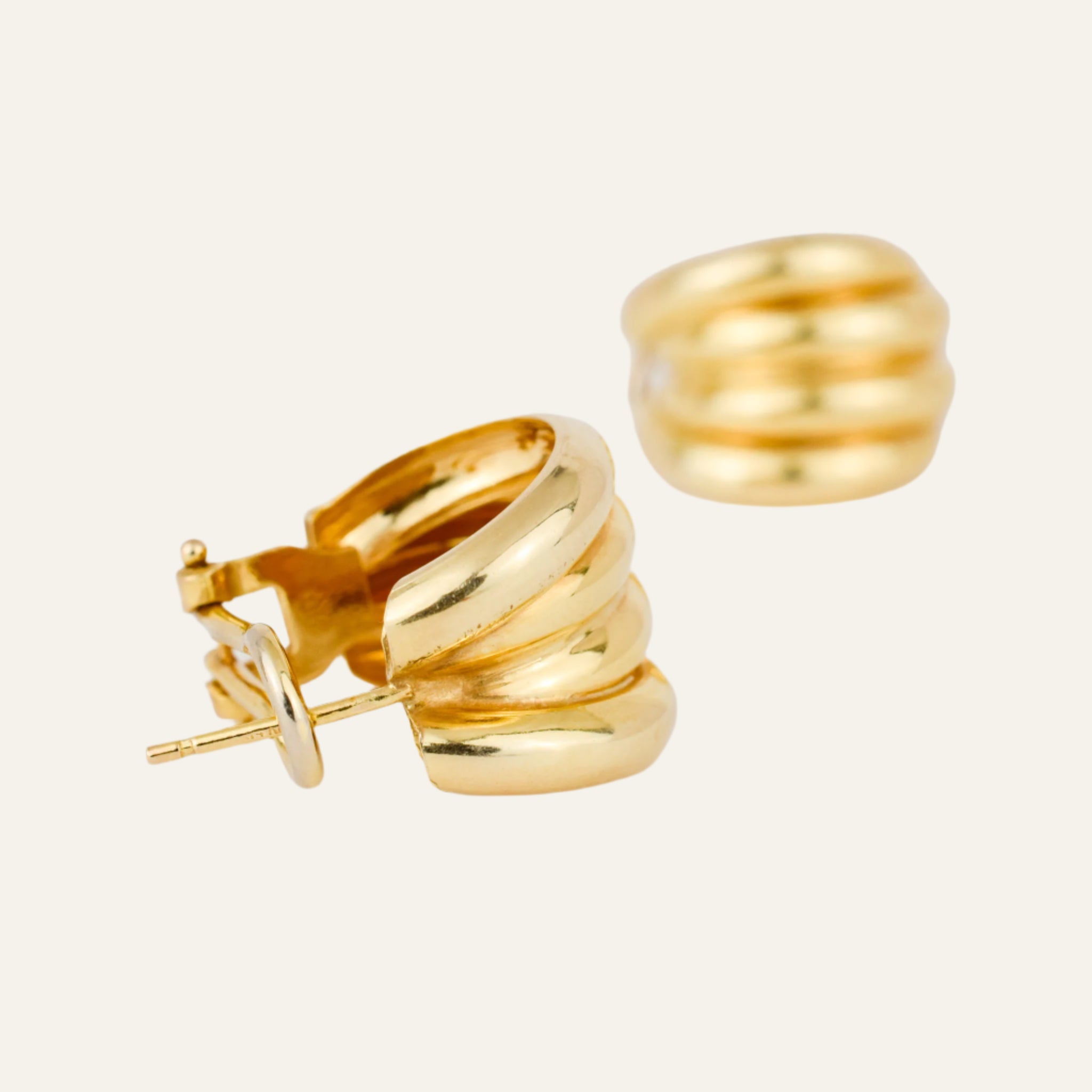 Layered Omega Gold Hoop Earrings