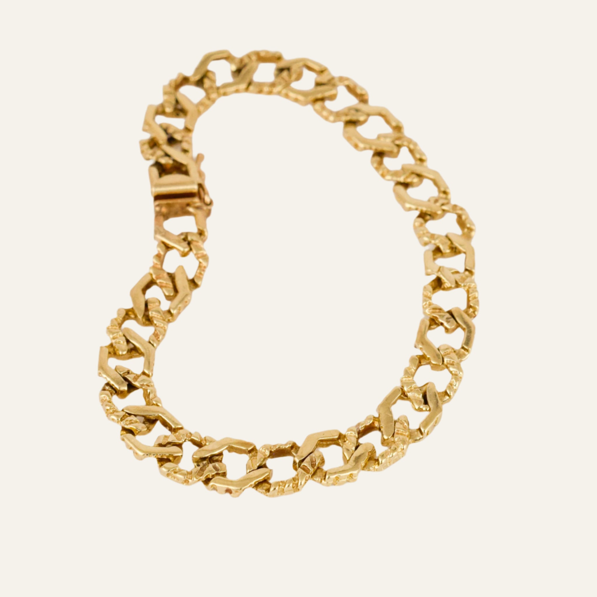 7" Multi-Texture Gold Link Bracelet