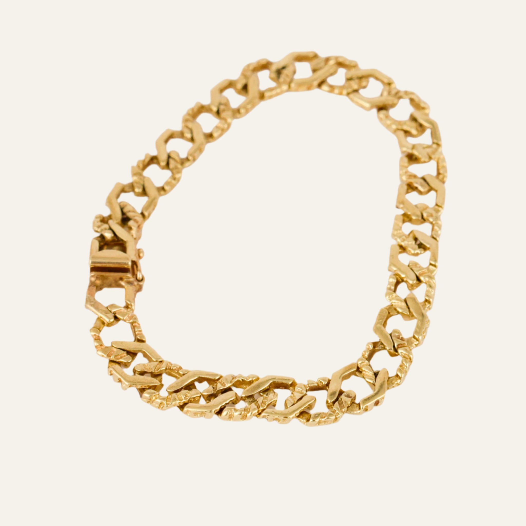 7" Multi-Texture Gold Link Bracelet