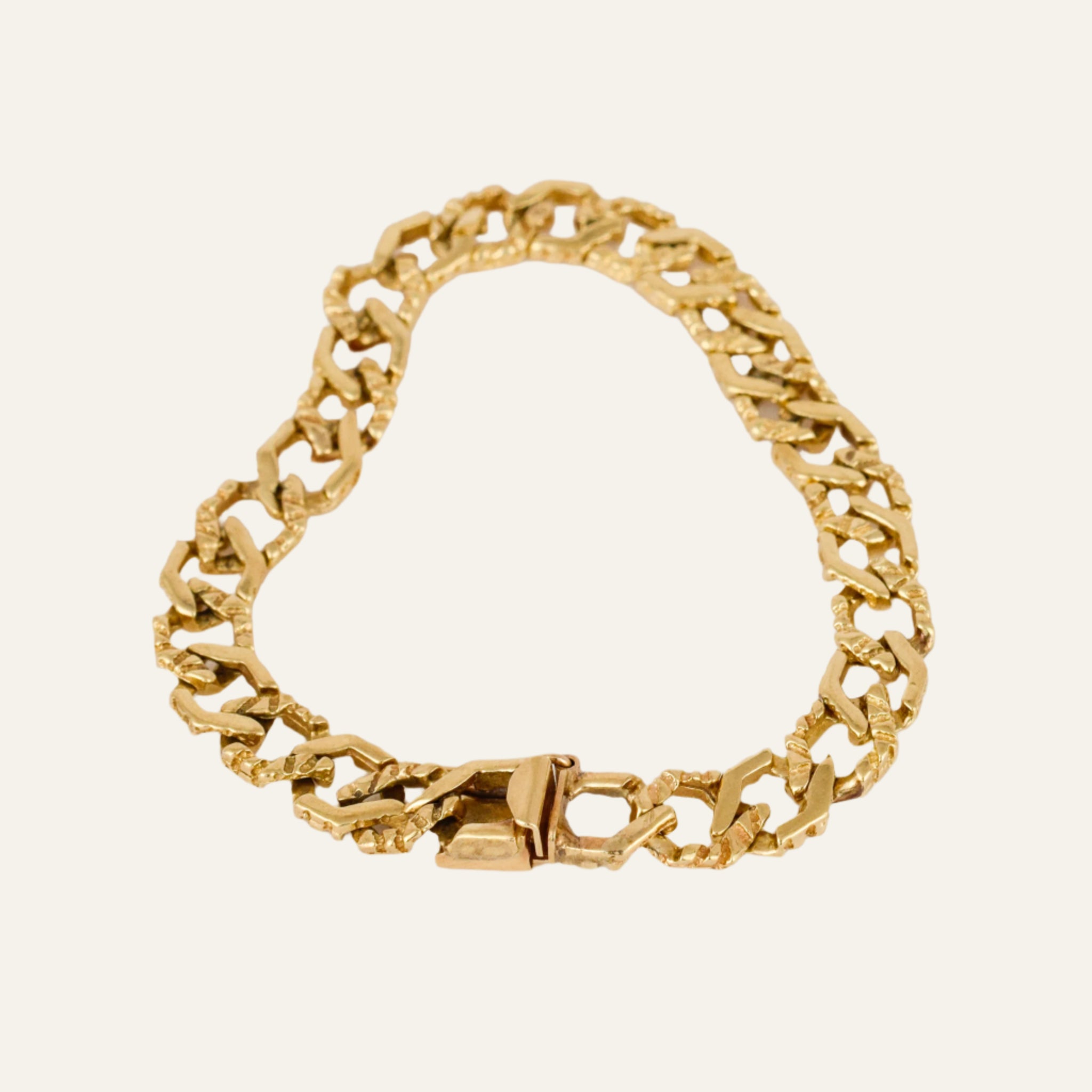 7" Multi-Texture Gold Link Bracelet