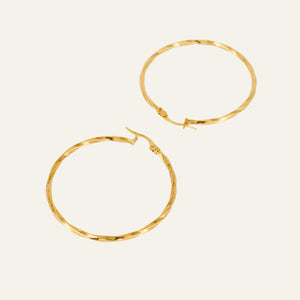 40 mm Gold Twist Hoop Earrings