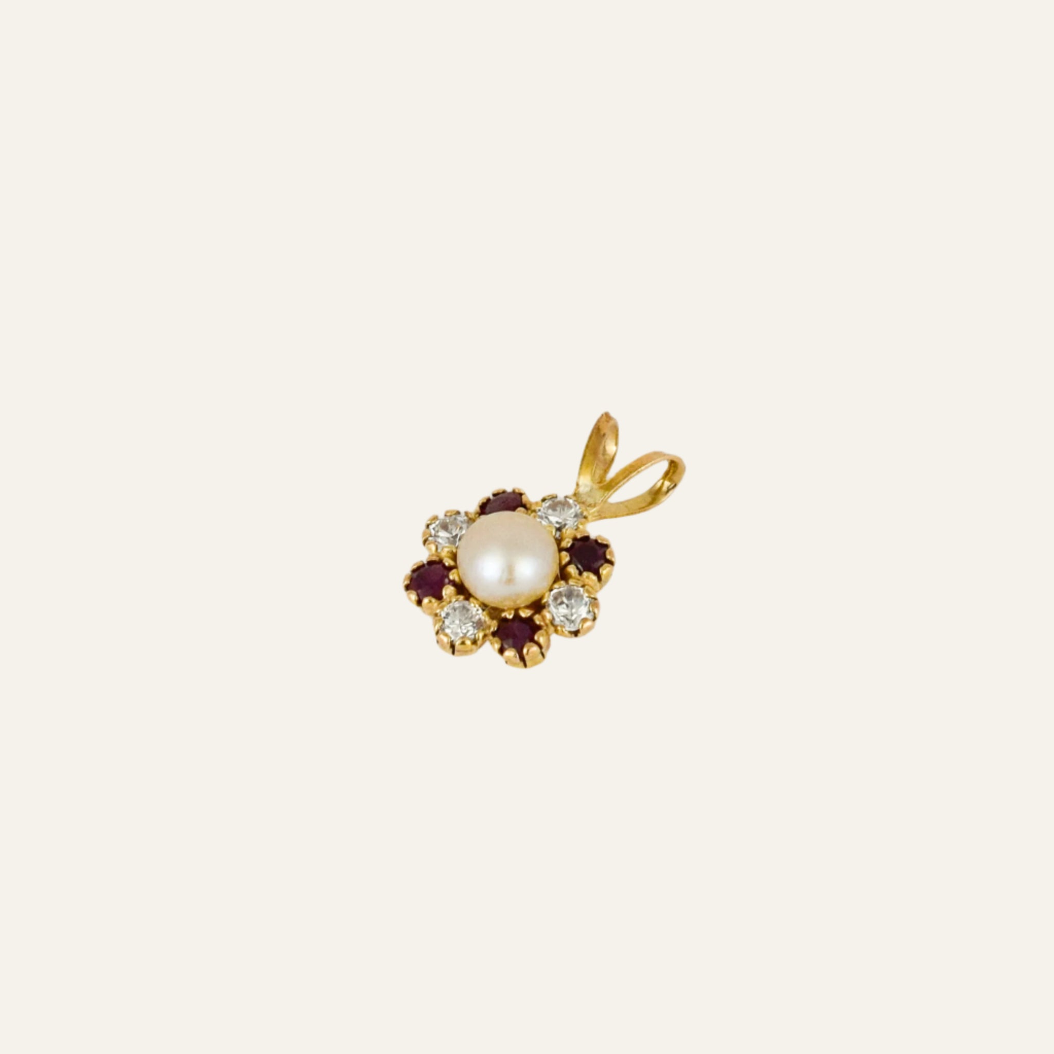 Ruby and Diamond Flower Charm