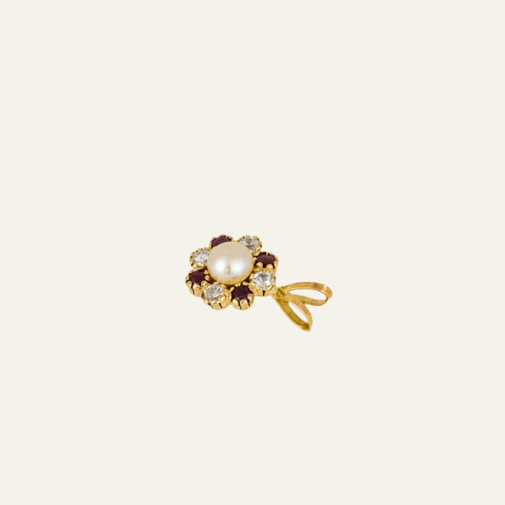 Ruby and Diamond Flower Charm